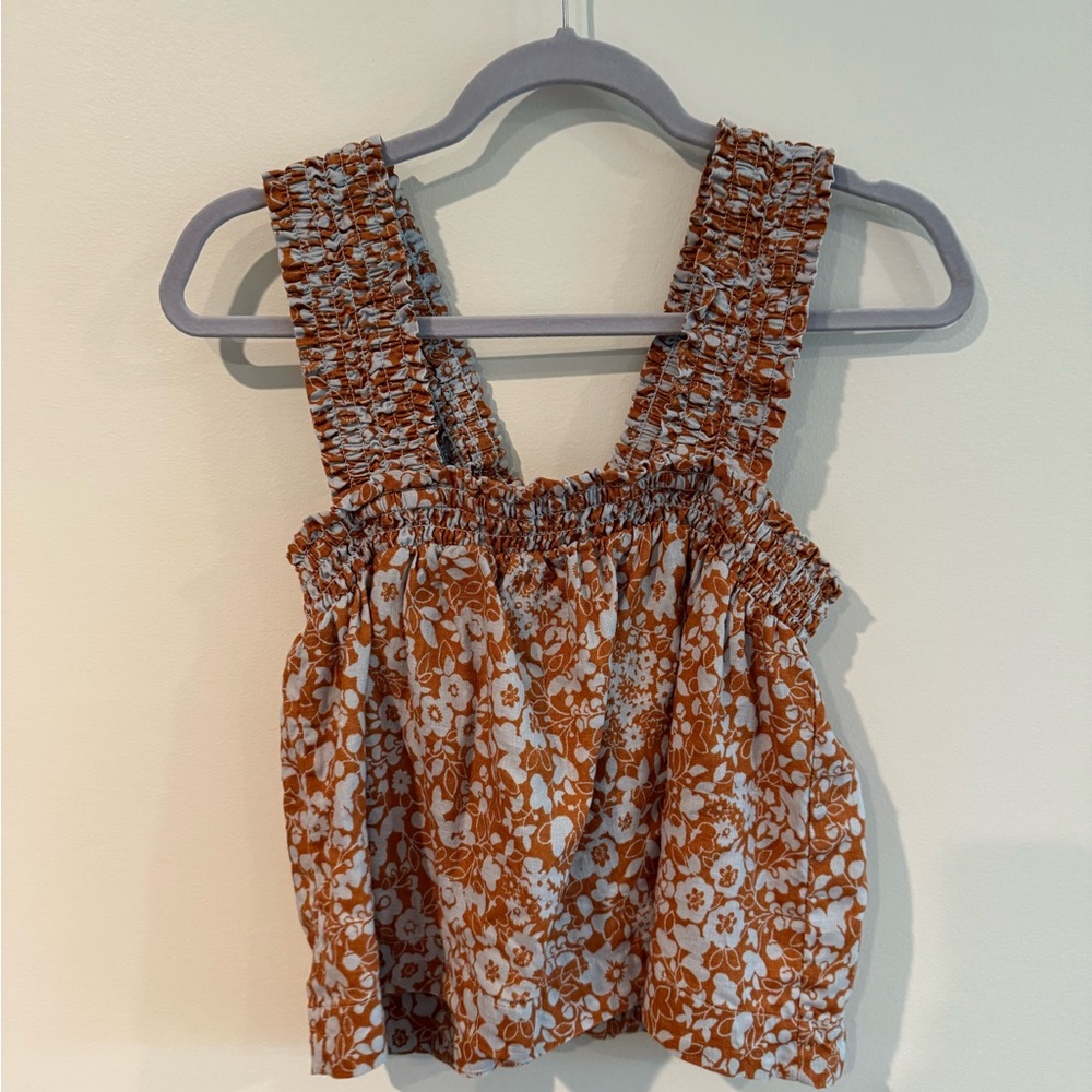 Everlane Floral Tank Top - Brown and White